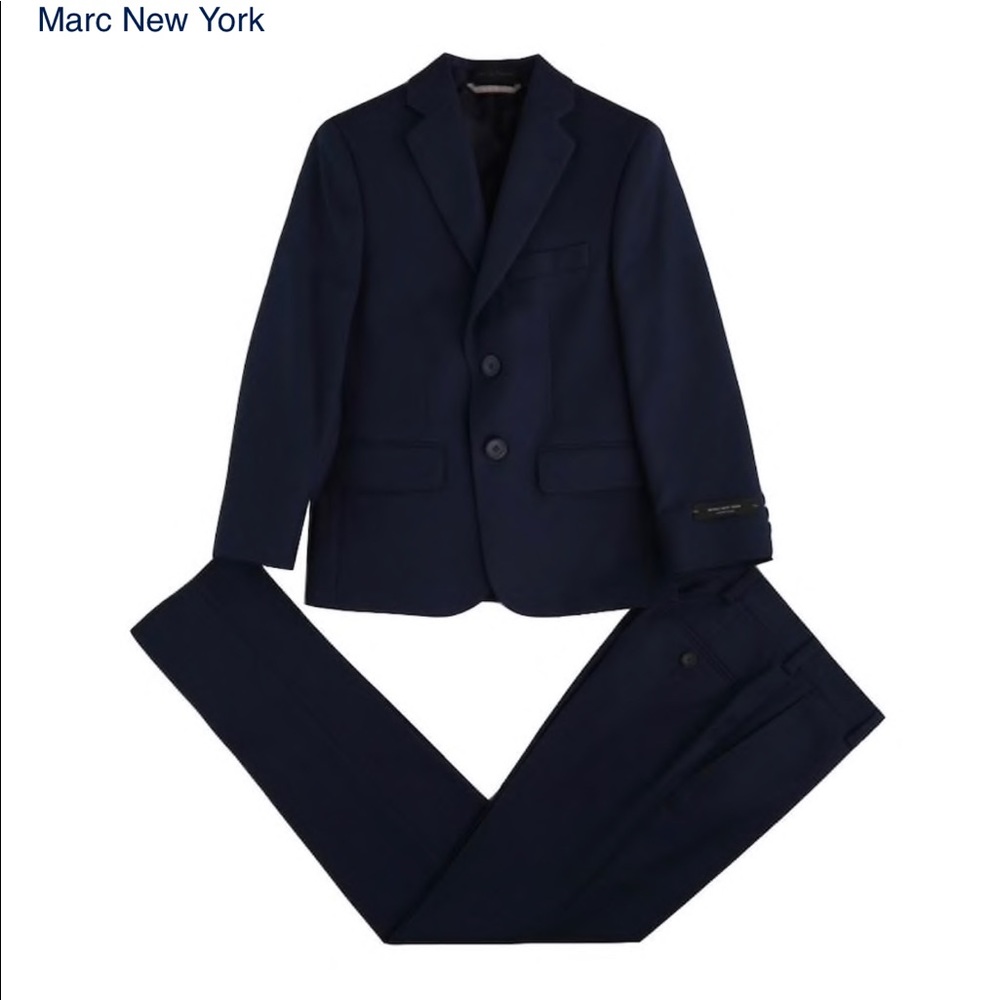 Boys Navy Blue Andrew Marc Suit Set
